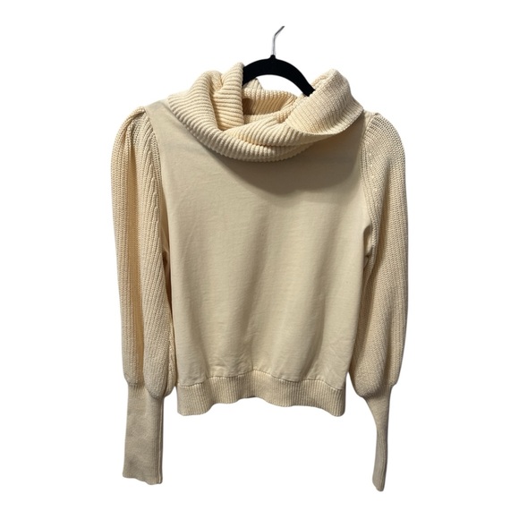 Anthropologie Dolan Left Coast Mixed Media Cowl Neck Cream Sweater M - Picture 6 of 9